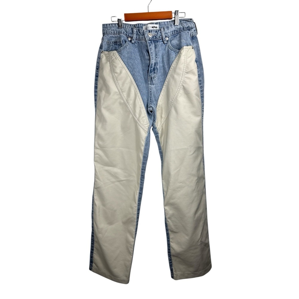 fashion‎ nova Don't Mind PU Straight Leg Jeans - Light Wash Size 5 Women